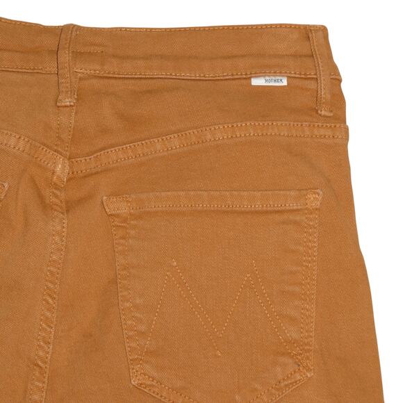Mother Pixie Insider Ankle Fray Jeans in Play Date 27 Brown Button Fly Stretch - Picture 3 of 11